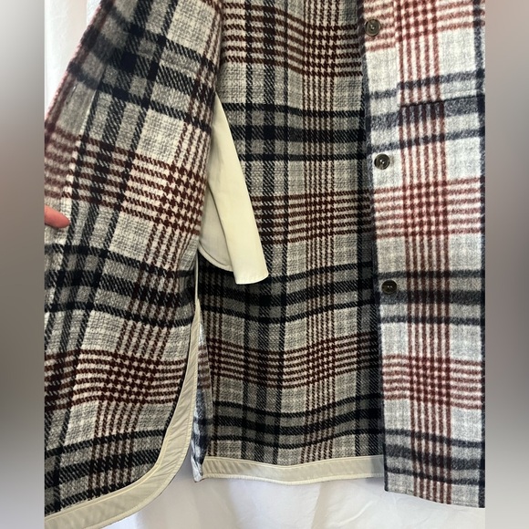 ZARA Long Plaid Overshirt Trenchcoat XS - Picture 7 of 8